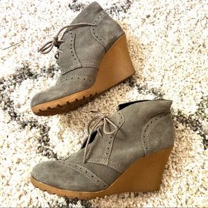 MIA Real Suede Wedge Booties